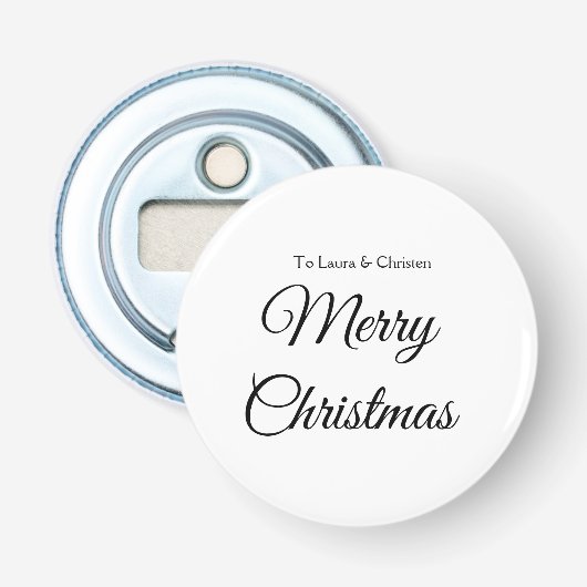 Merry Christmas add name text custom family gift Button Flesopener (Voorkant)