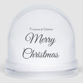 Merry Christmas add name text custom family gift Sneeuwbol (Voorkant)
