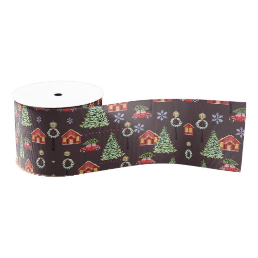 Merry Christmas Aesthetic Pattern- Festive Holiday Grosgrain Lint (Spoel)