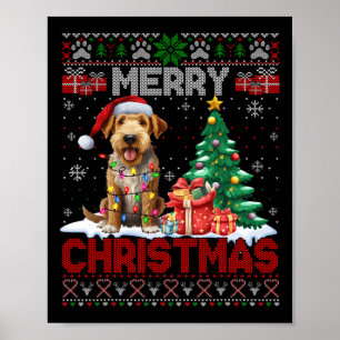 Merry Christmas Airedale Terrier Hondenliefhebber Poster