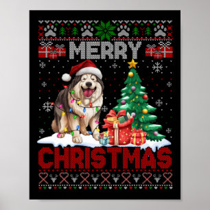 Merry Christmas Alaskan Malamute Hondenliefhebber  Poster