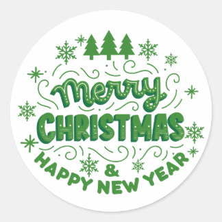 MERRY CHRISTMAS AND HAPPY NEW YEAR RONDE STICKER
