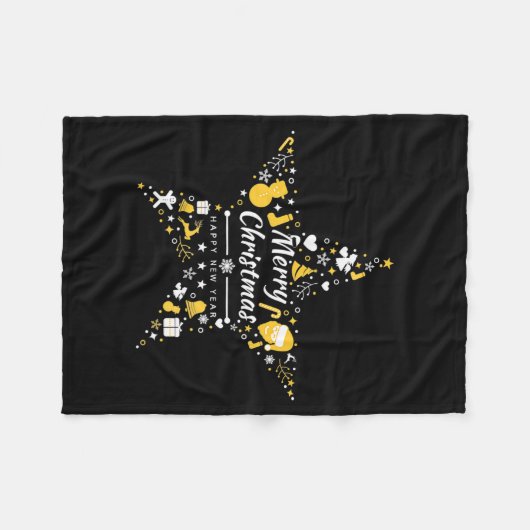 Merry Christmas And Happy New Year Xmas Star Fleece Deken (Voorkant (Horizontaal))