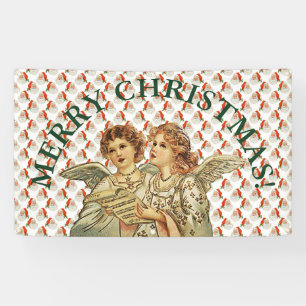 MERRY CHRISTMAS ANGELS Banner MET GROMMET