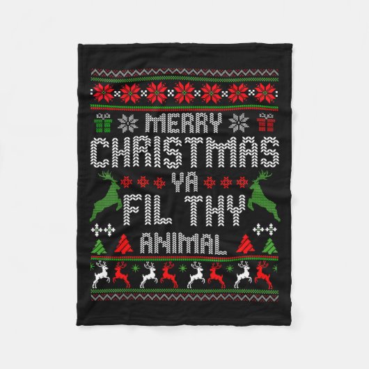 Merry Christmas Animal Filthy Ya Xmas Pajama Chris Fleece Deken (Voorkant)
