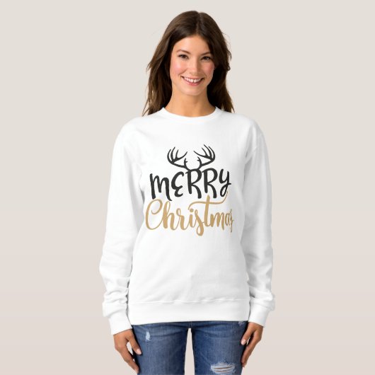 Merry Christmas Antler Sweatshirt for Women (Devant entier)