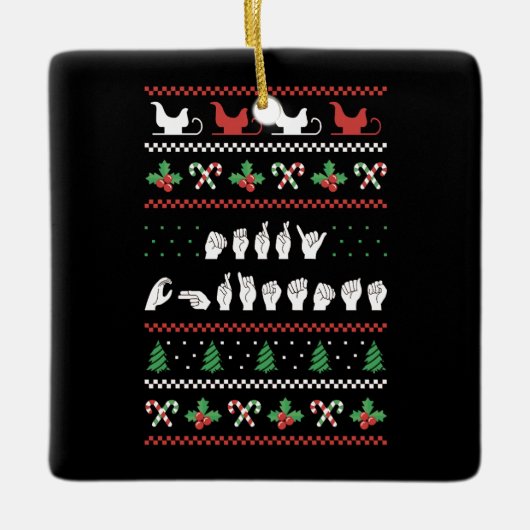 Merry Christmas - ASL Amerikaanse Gebarentaal I Keramisch Ornament (Voorkant)