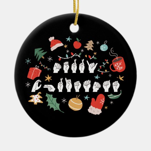 Merry Christmas - ASL Amerikaanse Gebarentaal III Keramisch Ornament (Voorkant)
