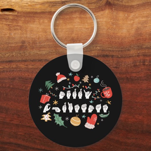 Merry Christmas - ASL Amerikaanse Gebarentaal III Sleutelhanger (Voorkant)