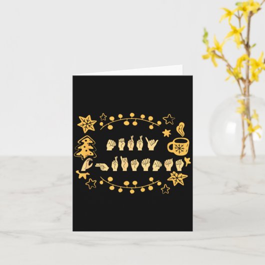 Merry Christmas Asl Sign Language Deaf Sped Women Kaart (Gele Bloem)