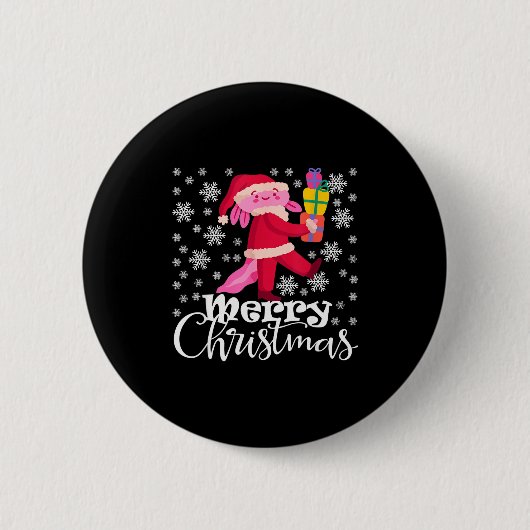 Merry Christmas Axolotl Funny Christmas Snowflakes Ronde Button 5,7 Cm (Voorkant)