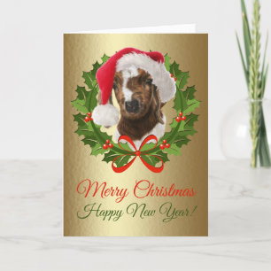 Merry Christmas Baby Boer Goat Oil Painting Feestdagen Kaart