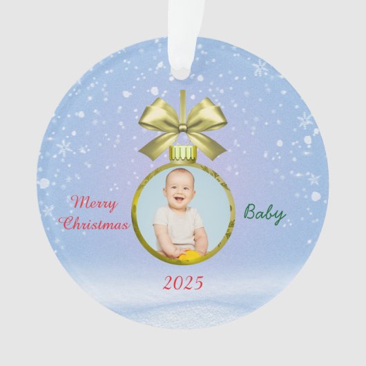 Merry Christmas Baby Photo  Ornament (voorkant)