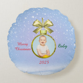 Merry Christmas Baby Photo Rond Kussen