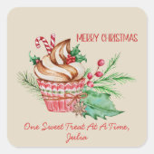 Merry Christmas Baking Label Square Sticker (Voorkant)