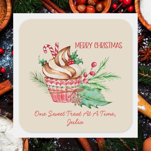 Merry Christmas Baking Label Square Sticker