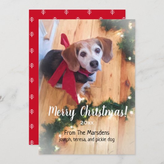 Merry Christmas Beagle platte Kaart (Voorkant / Achterkant)