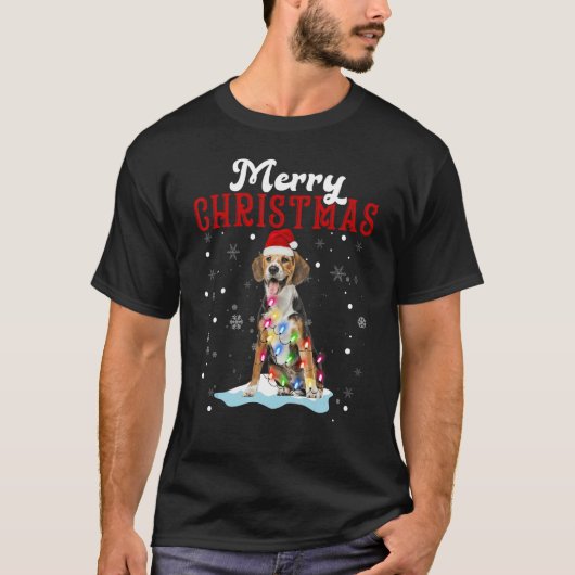 Merry Christmas Beagle Tree Lights Beagle Christma T-shirt (Voorkant)