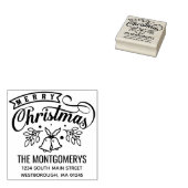 Merry Christmas Bells Script Return Adres Rubberstempel (Gestempeld)