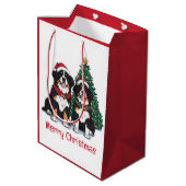 Merry Christmas Bernese Mountain Dogs Medium Cadeauzakje (Achterkant Gekanteld)