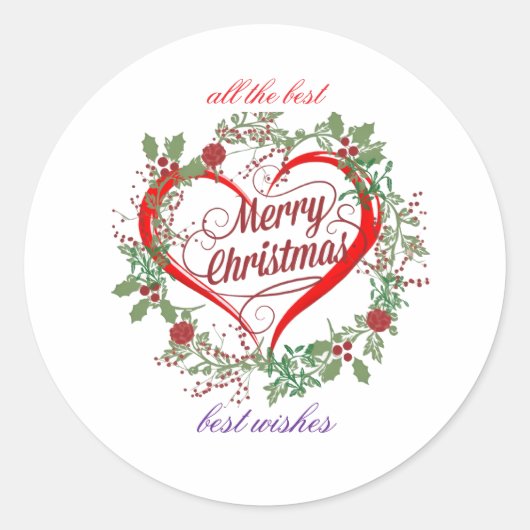 Merry christmas best  wishes ronde sticker (Voorkant)