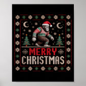 Merry Christmas Bigfoot Funny Ugly Sweater Art Poster (Voorkant)
