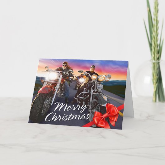 Merry Christmas Bikers 1 Opties Kaart (Voorkant)