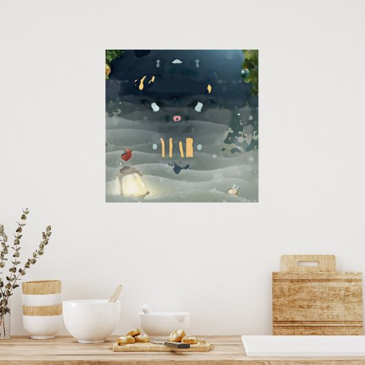 Merry Christmas_bird Poster (Keuken)