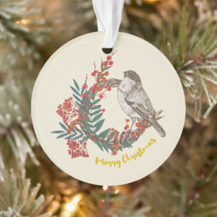 Merry Christmas Bird Wreath