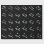 Merry Christmas Black Gift Wrapping Paper  Cadeaupapier (Vlak)