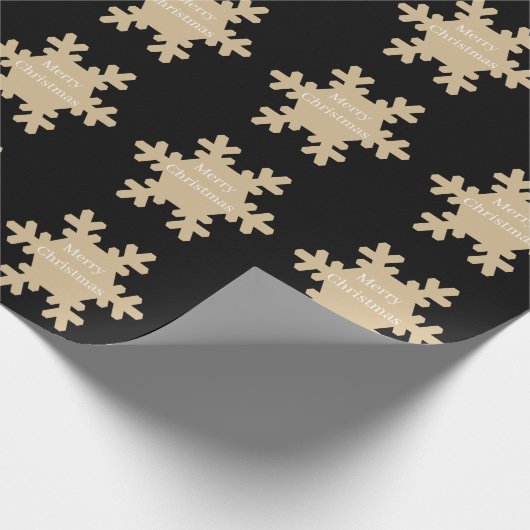 Merry Christmas Black Gold Snowflake Patterns 2025 Cadeaupapier (Hoek)