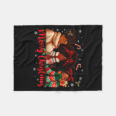 Merry Christmas Black Queen Girl African Santa Mel Fleece Deken (Voorkant (Horizontaal))