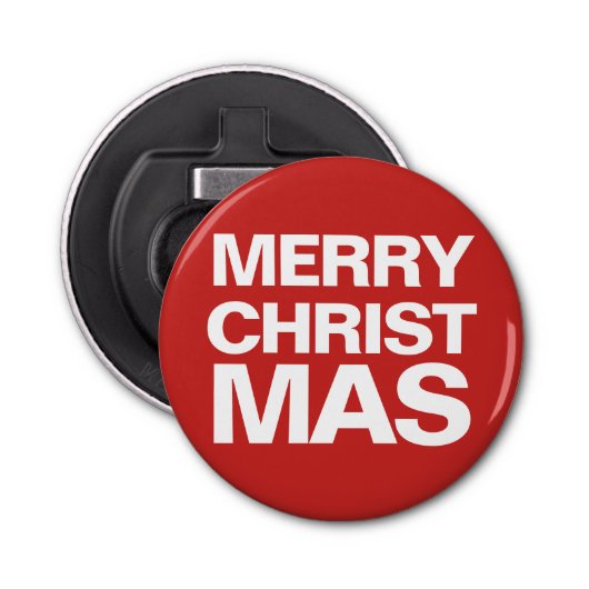 MERRY CHRISTMAS block letter | Button Flesopener (Voorkant)