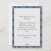 "Merry Christmas" Blue Gingham Plaid Feestdagenkaart (Achterkant)