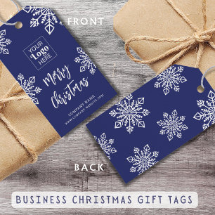 Merry Christmas Blue White Snowflake Company Logo Cadeaulabel