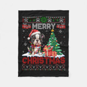 Merry Christmas Boston Terrier Hondenliefhebbers U Fleece Deken