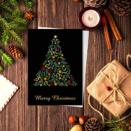 Merry Christmas Botanical Foil Christmas Card Folie Feestdagenkaart