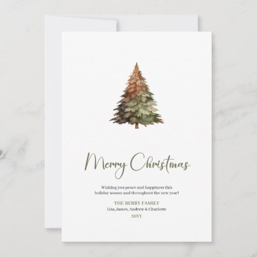 Merry Christmas Botanical Printable Christmas Card Feestdagenkaart (Voorkant)