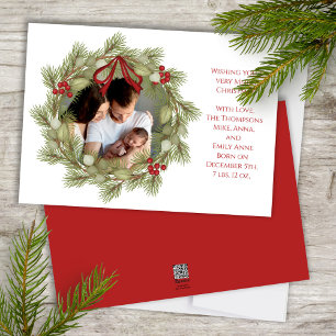 Merry Christmas Botanical Winter Holiday Wreath Feestdagenkaart