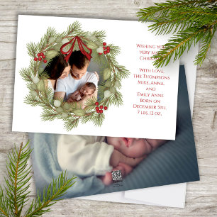 Merry Christmas Botanical Winter Holiday Wreath Feestdagenkaart