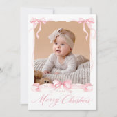 Merry Christmas Bow Card Feestdagenkaart (Voorkant)