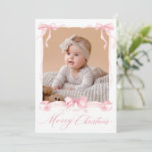 Merry Christmas Bow Card Feestdagenkaart (Staand voorkant)