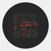 Merry Christmas Bow Santa Xmas Coquette Aesthetic Ronde Sticker (Voorkant)