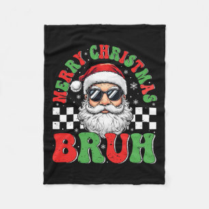 Merry Christmas Bruh Funny Santa Claus Retro Manne Fleece Deken