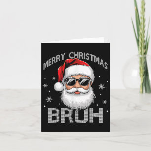 Merry Christmas Bruh Funny Santa Claus Retro Manne Kaart