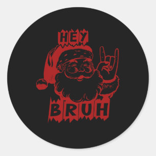 Merry Christmas Bruh Funny Santa Claus Retro Manne Ronde Sticker