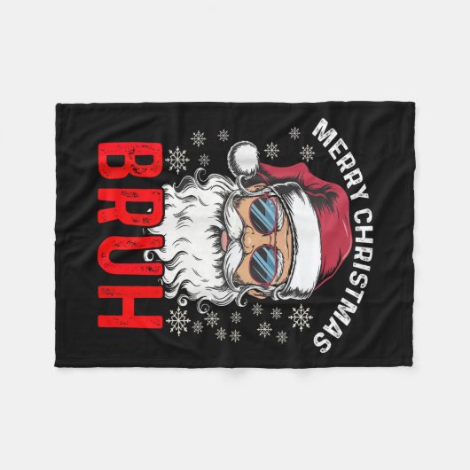 Merry Christmas Bruh Funny Santa Claus Xmas Mannen Fleece Deken (Voorkant (Horizontaal))