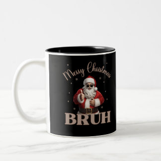 Merry Christmas BRUH Grappig ontwerp Tweekleurige Koffiemok