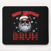 Merry Christmas Bruh Red Plaid Funny Santa Claus M Muismat (Voorkant)