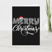 Merry Christmas Buffalo Black And White Plaid For Kaart (Voorkant)